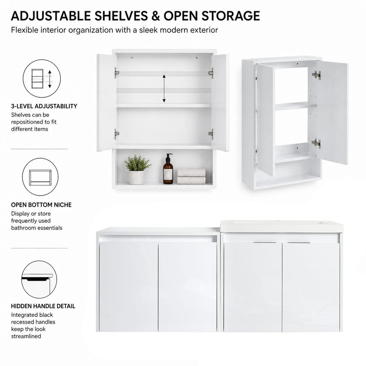 Cube 48" Floating Vanity with Wall Cabinet (RTA)