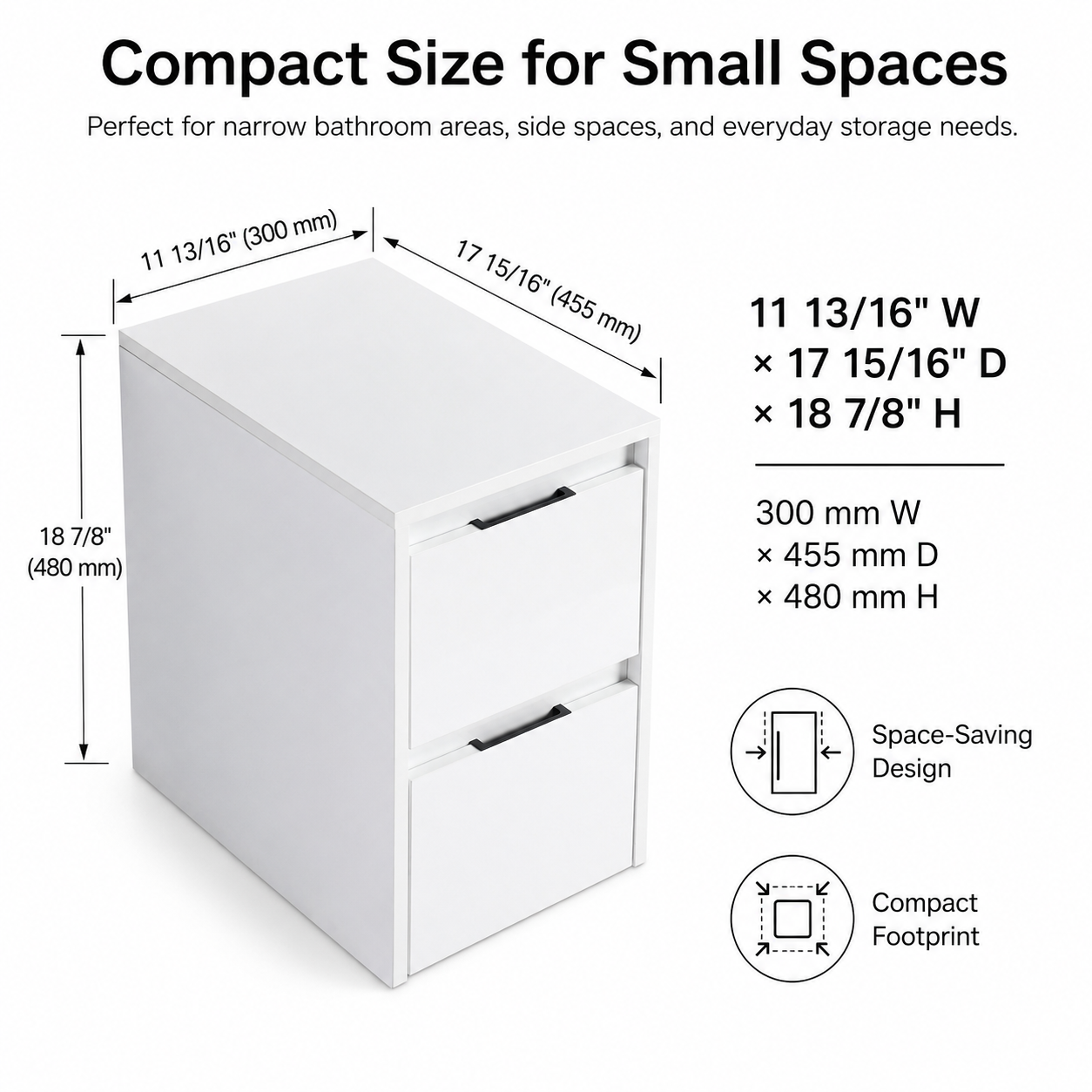 Cube 12" Bathroom Wall Cabinet with Drawers (RTA)