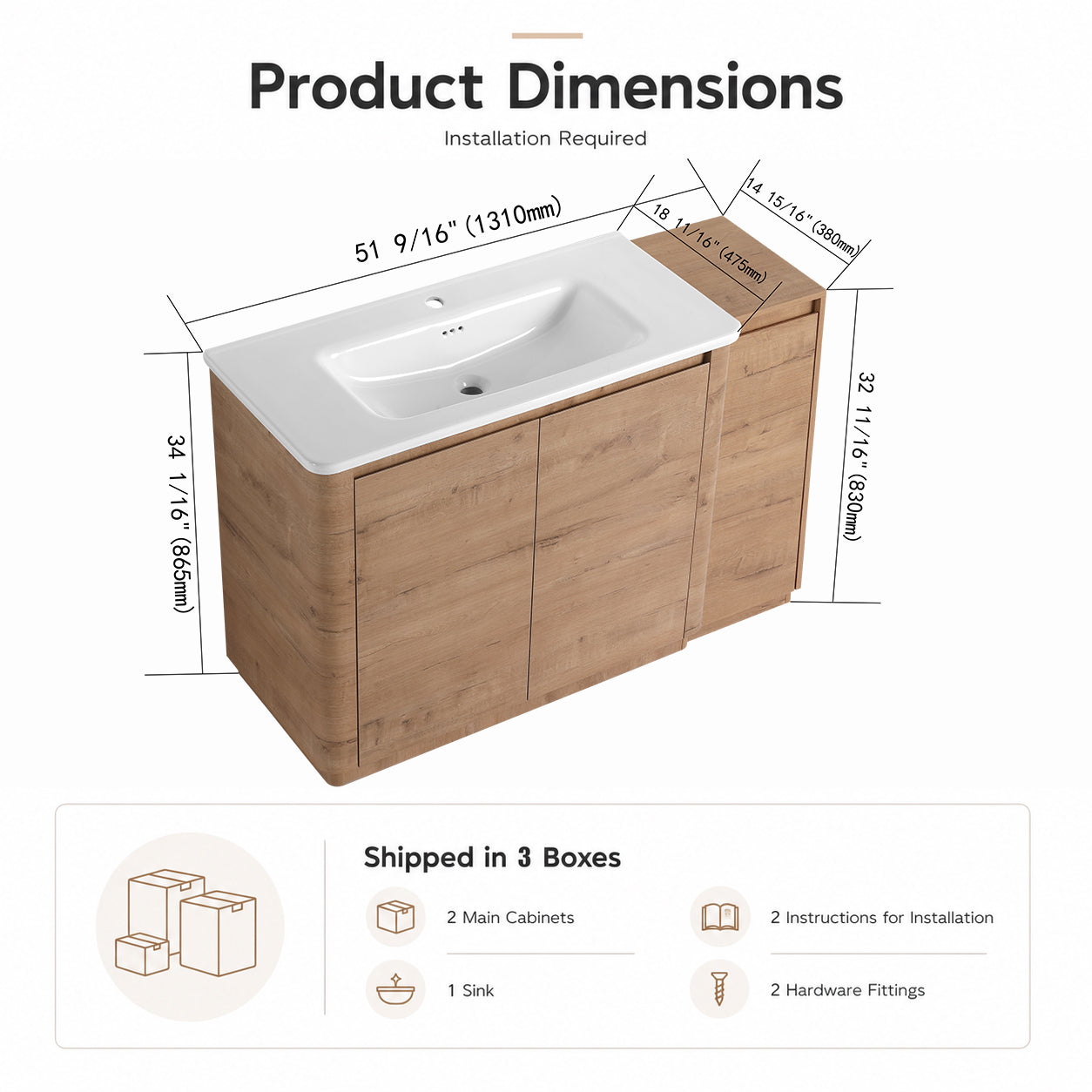 Pebble 52" Freestanding Vanity (RTA)