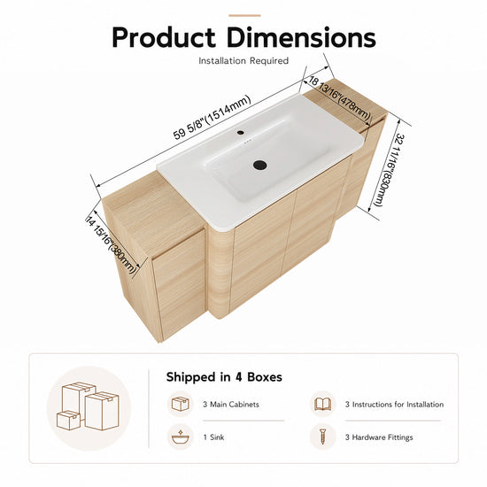 Pebble 60" Freestanding Vanity (RTA)