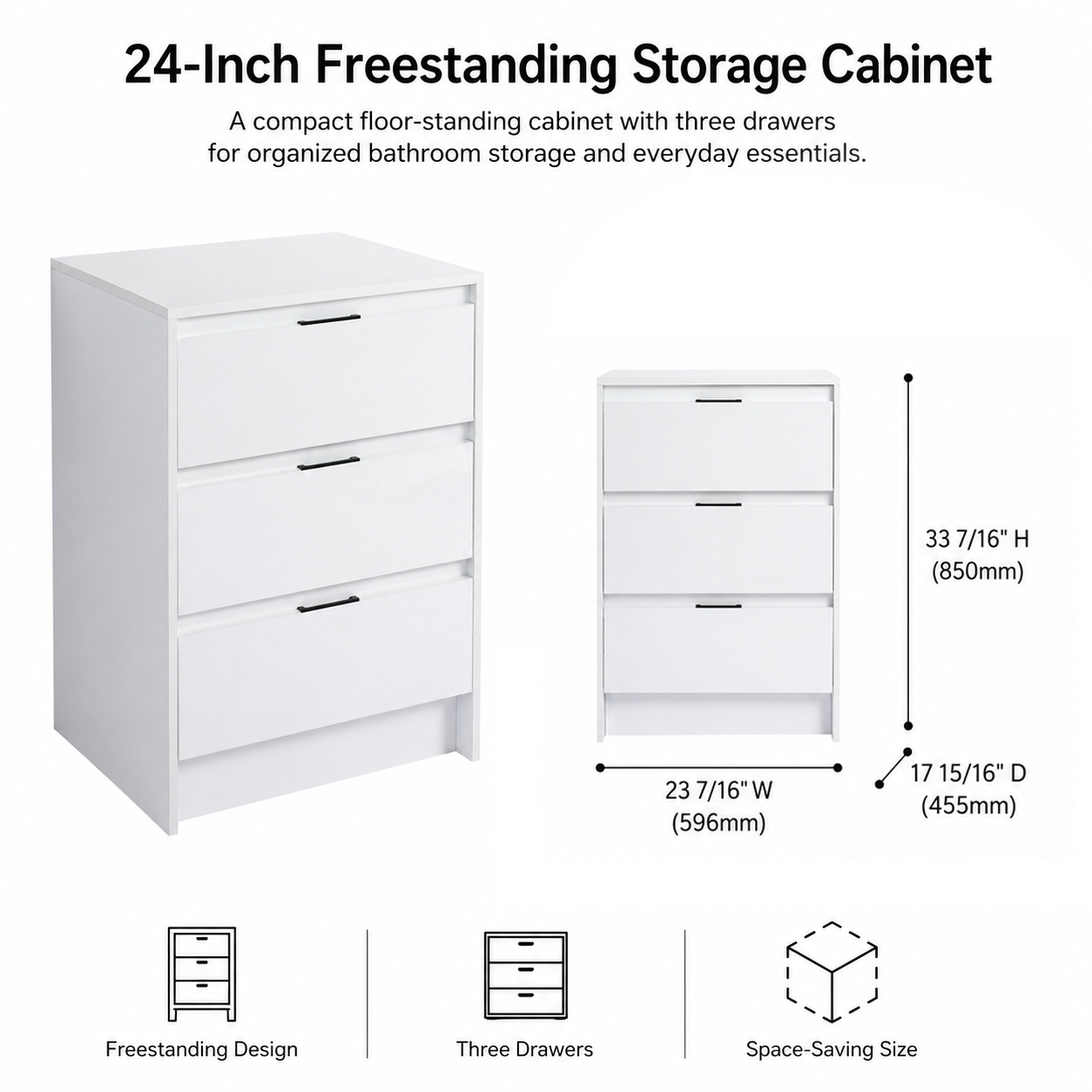 Cube 24" Freestanding Bathroom Storage Cabinet (RTA)