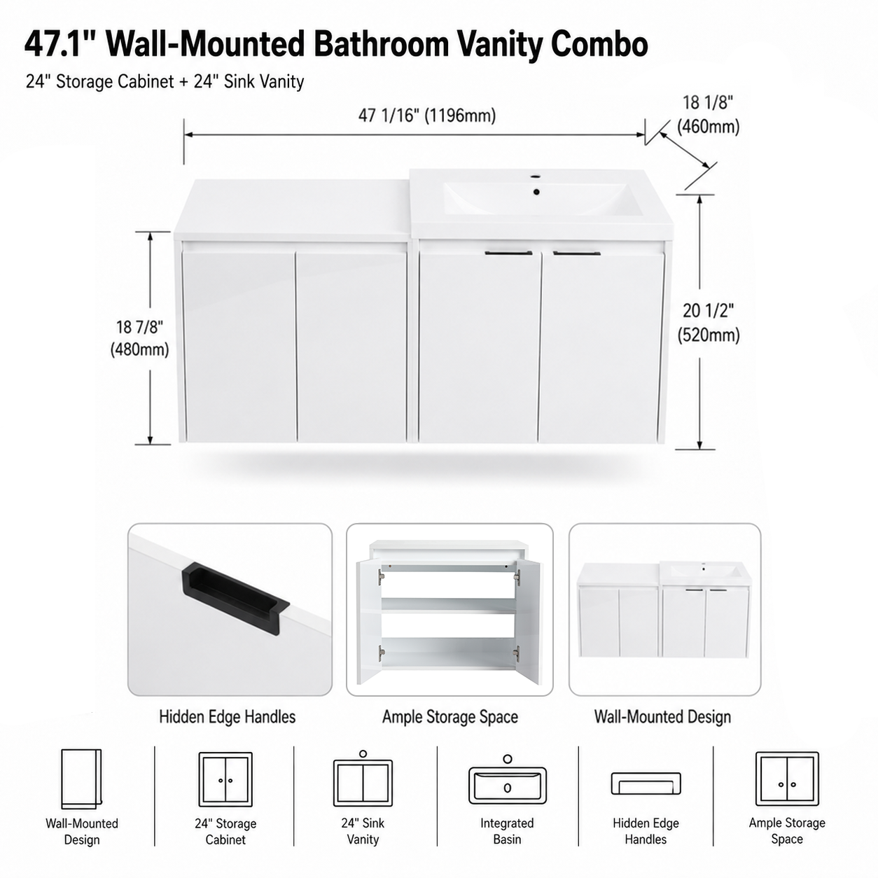 Cube 24" / 36" / 48" Floating Vanity (RTA)