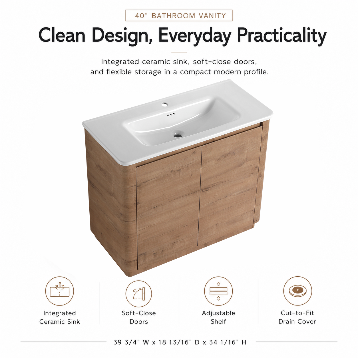 Pebble 40" Freestanding Vanity (RTA)