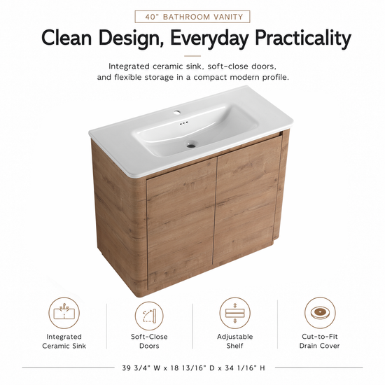 Pebble 40" Freestanding Vanity (RTA)