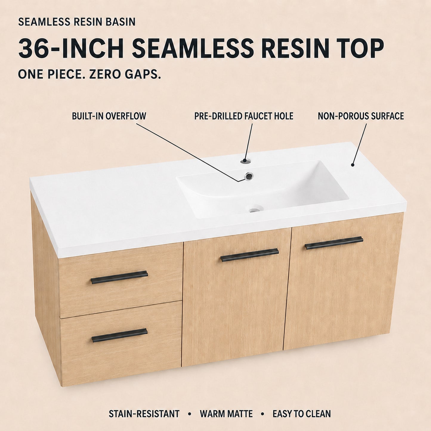 Module 36" Wall-Hung Vanity with Doors & Drawers (RTA)