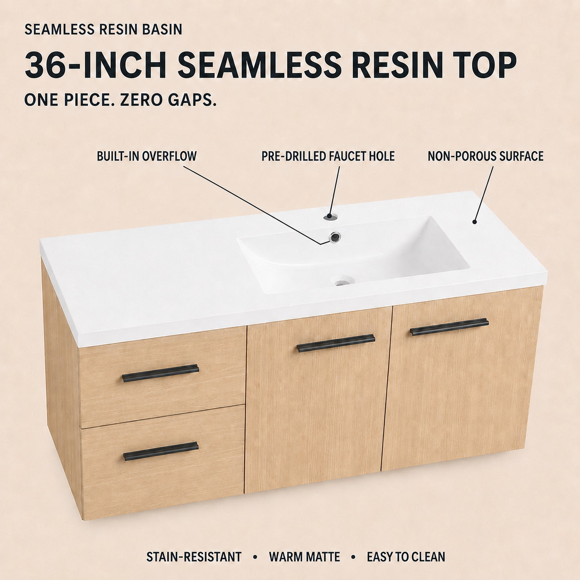 Module 36" Wall-Hung Vanity with Doors & Drawers (RTA)