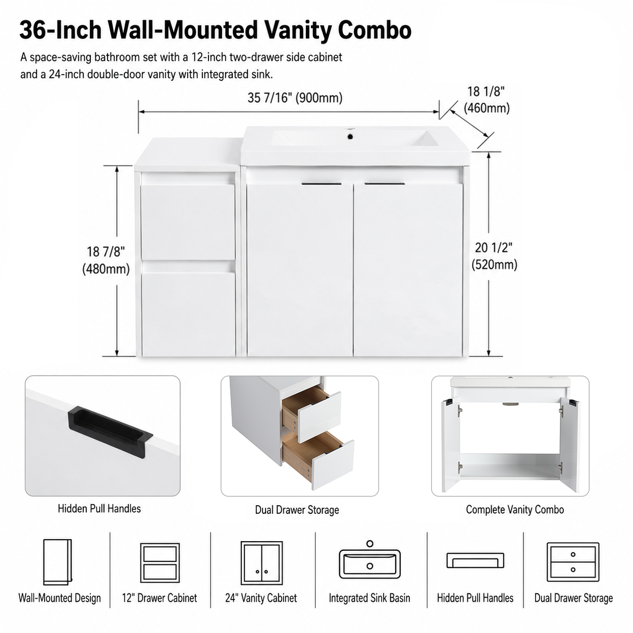 Cube 36" Floating Vanity (RTA)