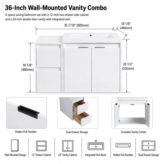 Cube 36" Floating Vanity (RTA)