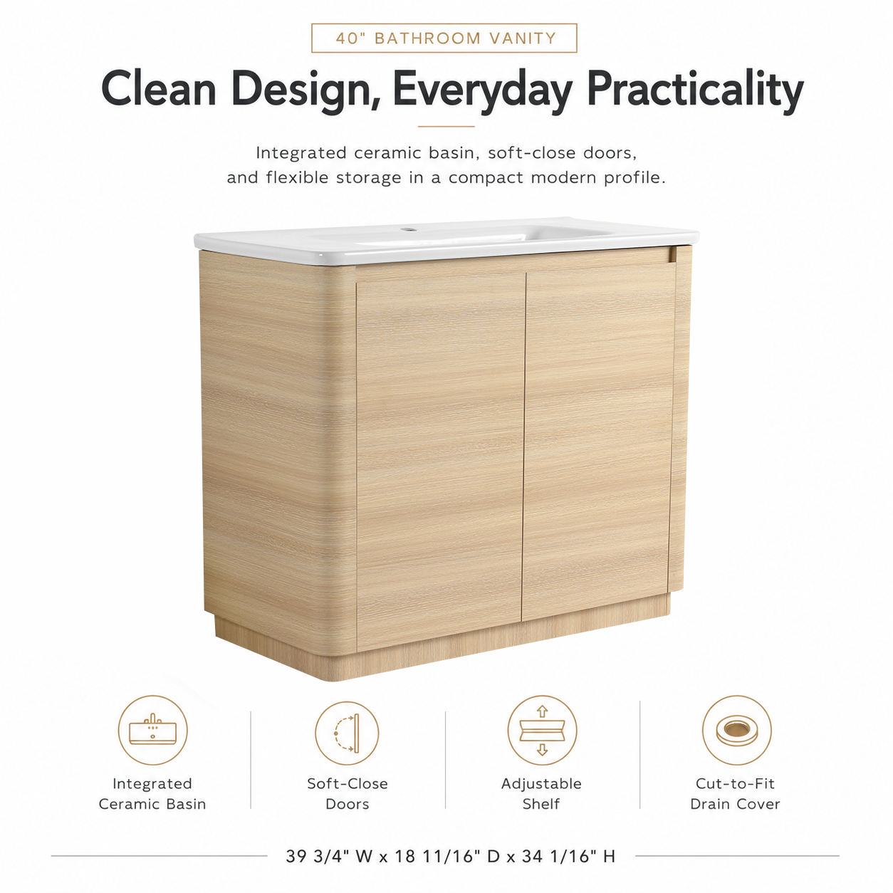 Pebble 40" Freestanding Vanity (RTA)