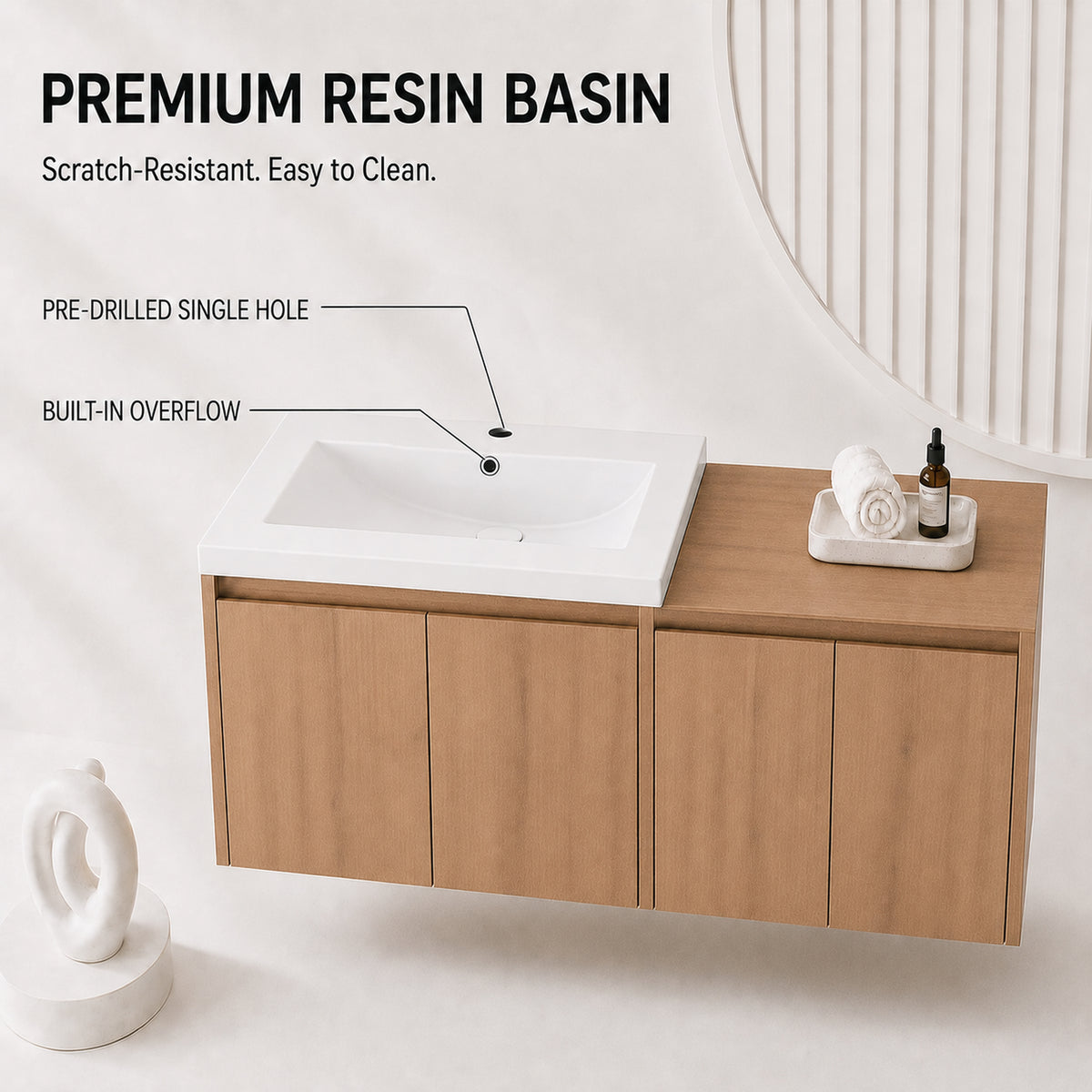 Cube 36"/48" Floating Vanity with Resin Sink (RTA)
