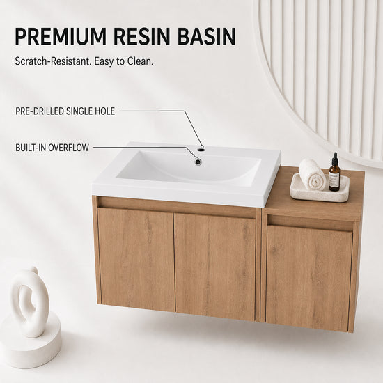 Cube 36"/48" Floating Vanity with Resin Sink (RTA)