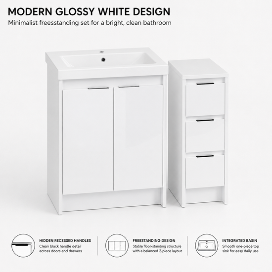 Cube 36" Freestanding Vanity with Doors & Drawers (RTA)