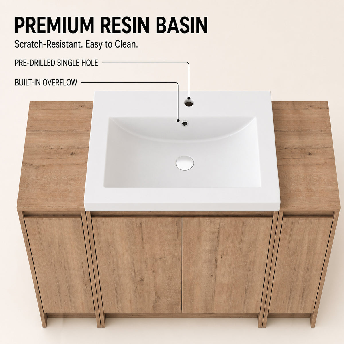 Cube 48" Freestanding Vanity with Resin Sink (RTA)