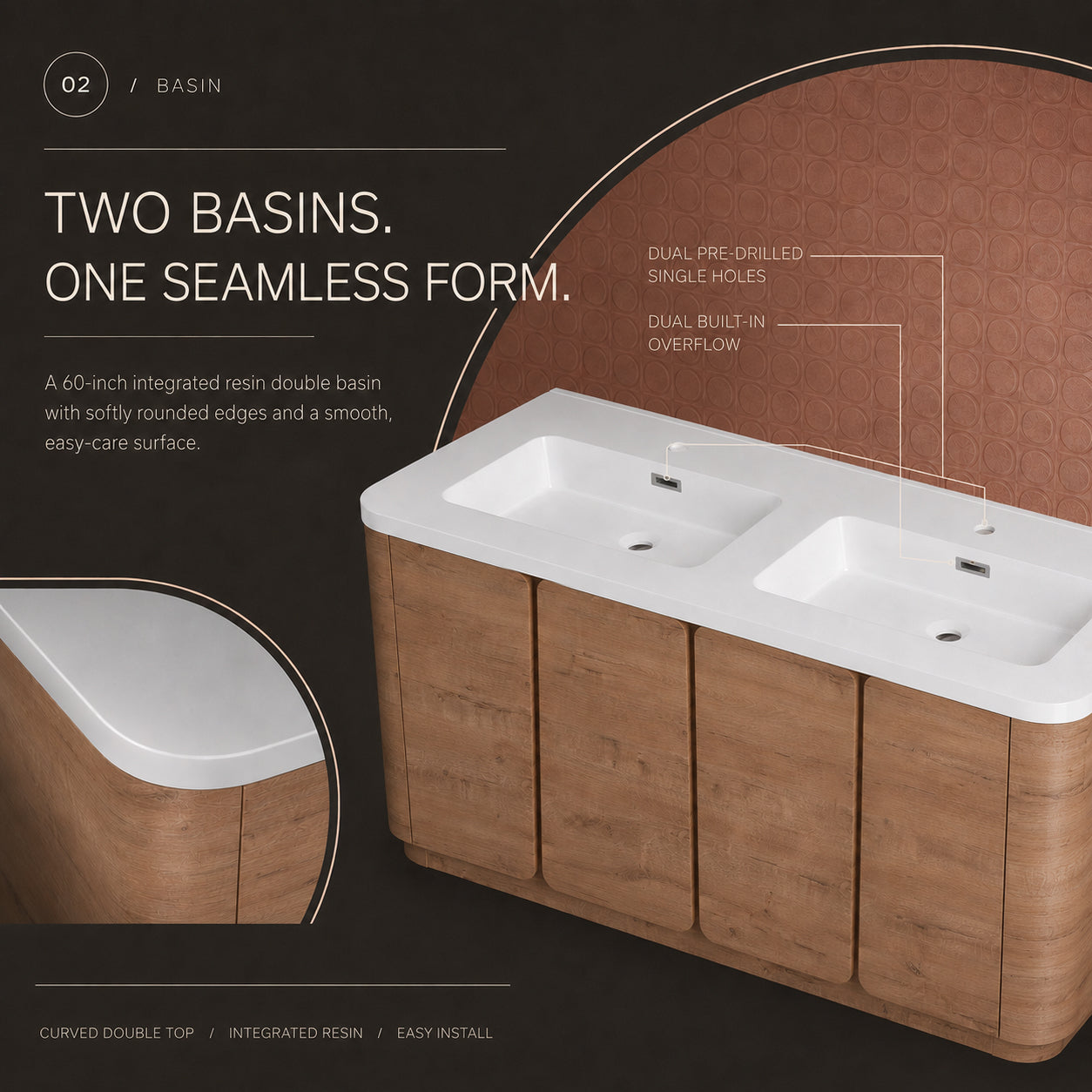 Curvo 48"/60" Freestanding Vanity (RTA)