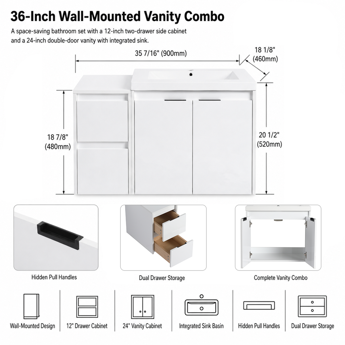 Cube 36" Floating Vanity (RTA)