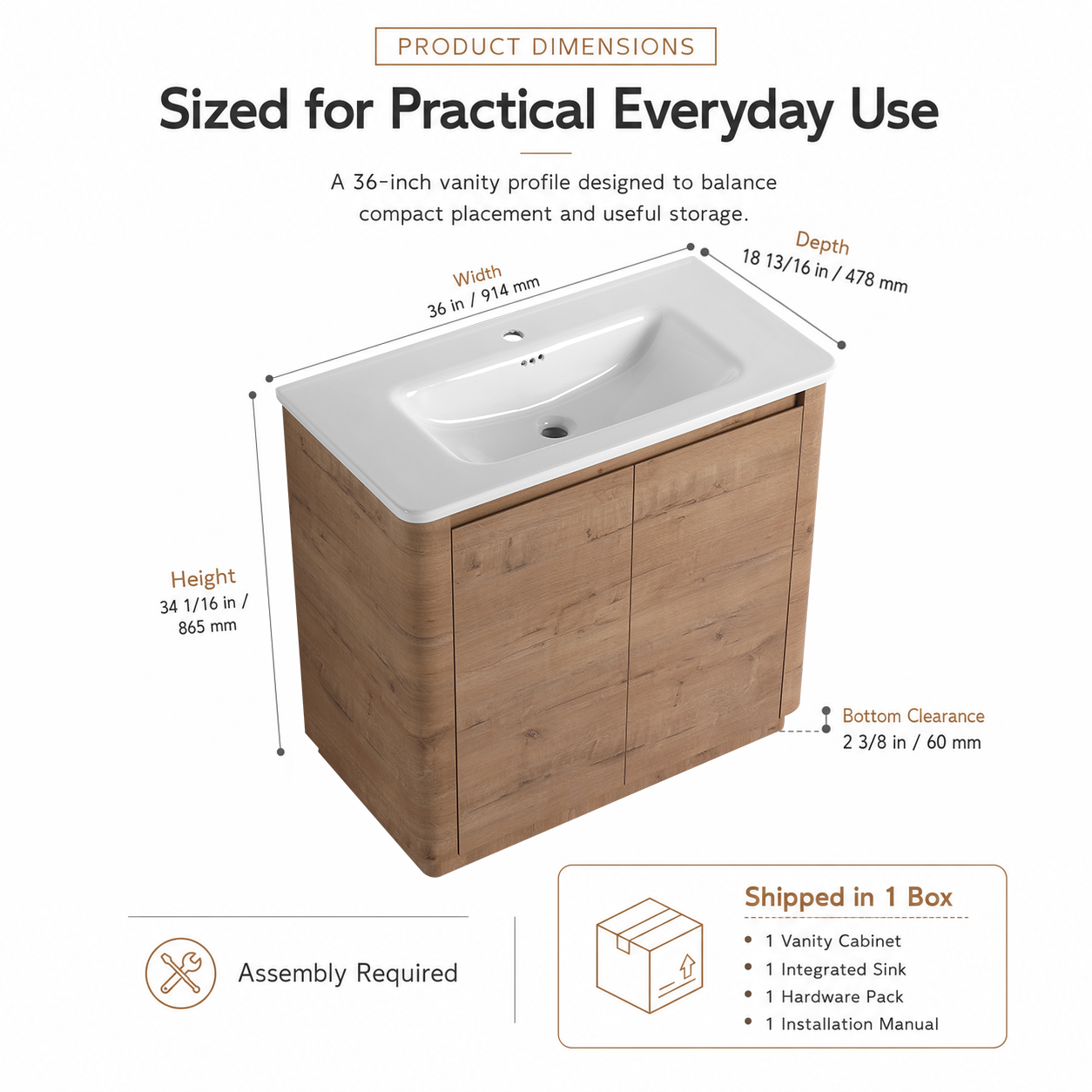 Pebble 36" Freestanding Vanity (RTA)