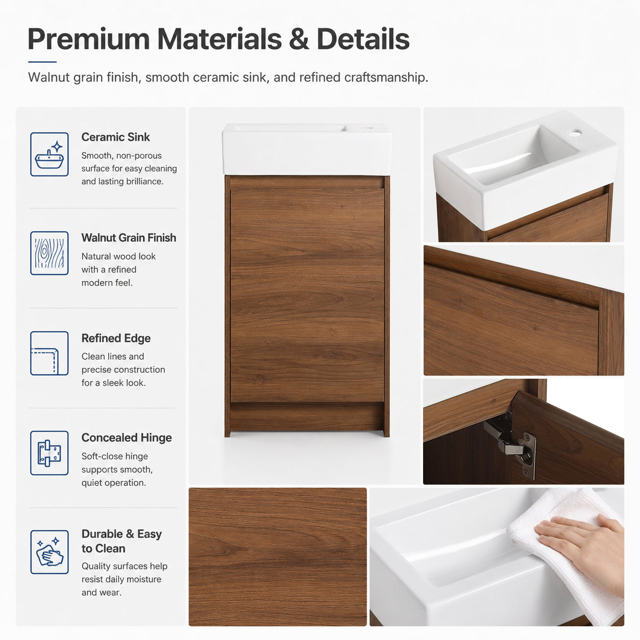 Narrow 18" Freestanding Vanity (Assembled)