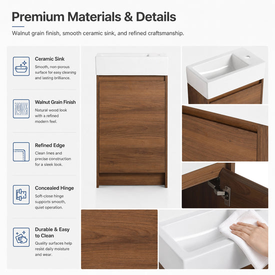 Narrow 18" Freestanding Vanity (Assembled)
