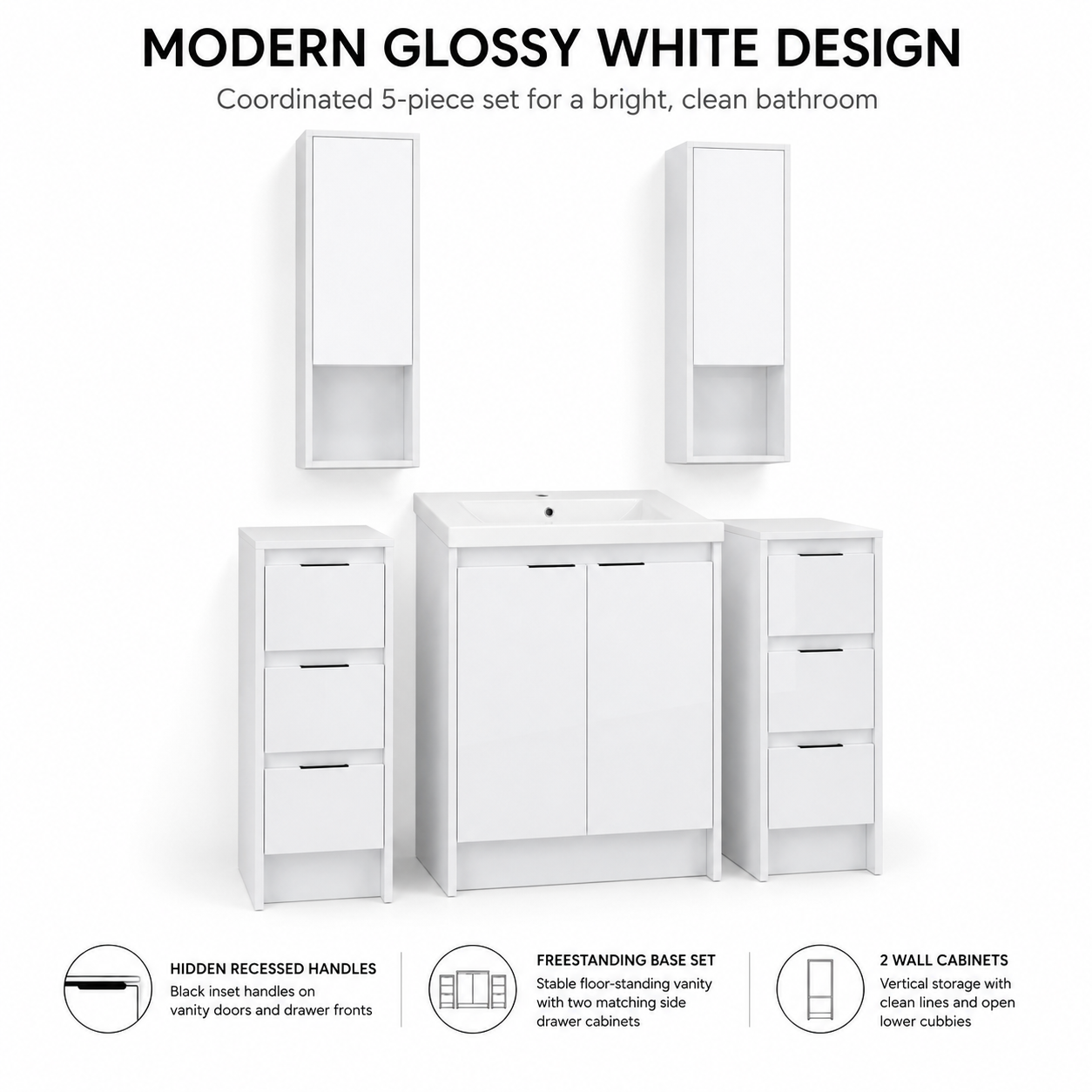 Cube 48" Freestanding Vanity with Wall Cabinets (RTA)