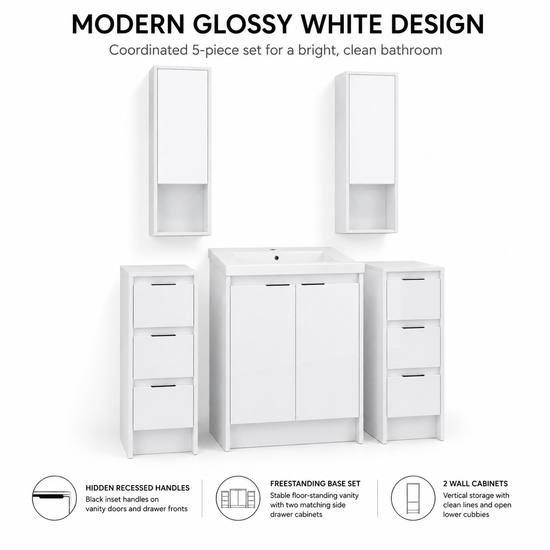 Cube 48" Freestanding Vanity with Wall Cabinets (RTA)