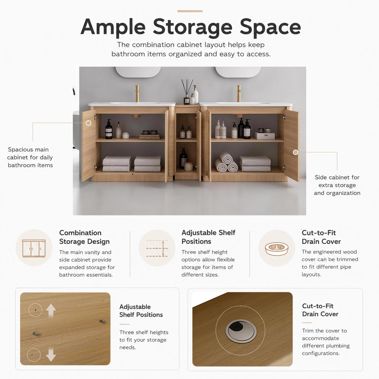 Pebble 92" Freestanding Vanity (RTA)