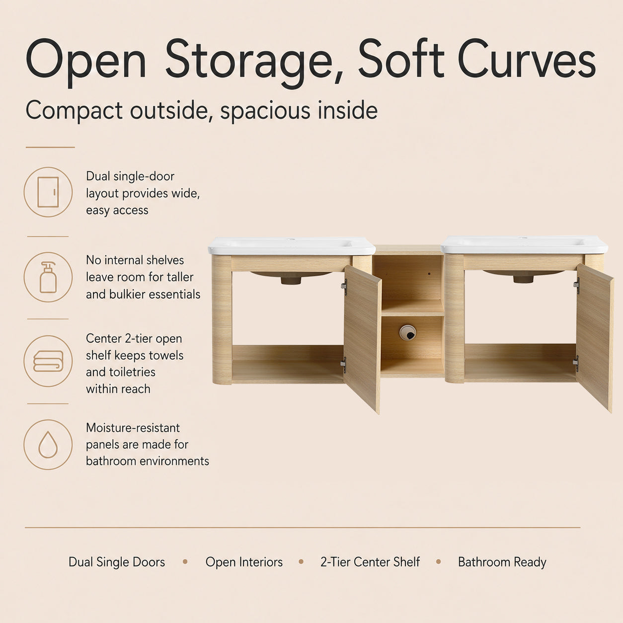 Curvo 24"/28"/36"/40"/60"/68" Floating Vanity (RTA)