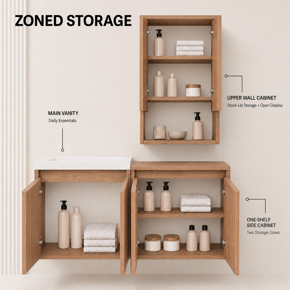 Cube 48" Floating Vanity with Wall Cabinet and Resin Sink (RTA)