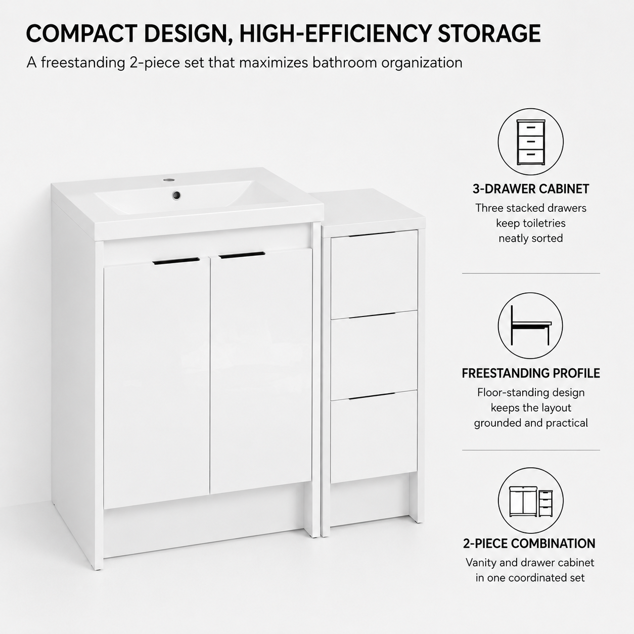 Cube 36" Freestanding Vanity with Doors & Drawers (RTA)