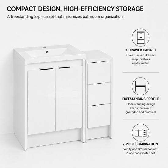 Cube 36" Freestanding Vanity with Doors & Drawers (RTA)