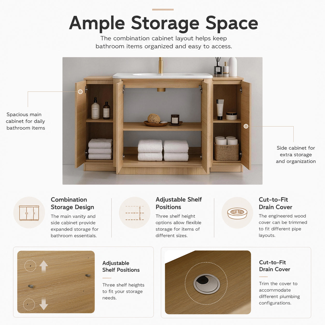 Pebble 60" Freestanding Vanity (RTA)
