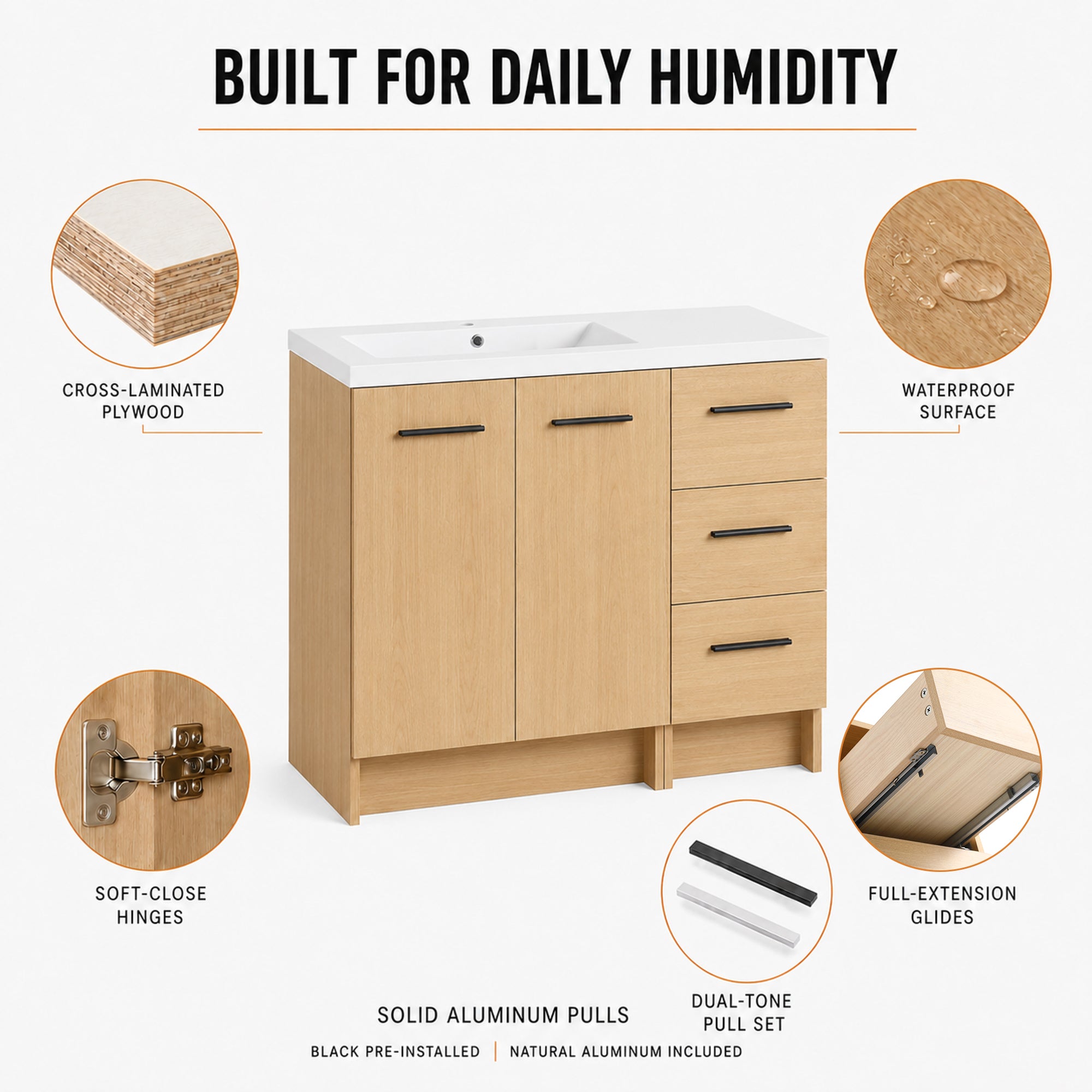 Module 36" Freestanding Vanity with Doors & Drawers (RTA)