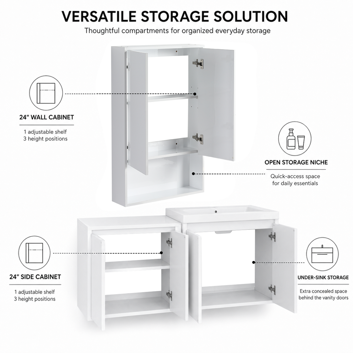 Cube 48" Floating Vanity with Wall Cabinet (RTA)