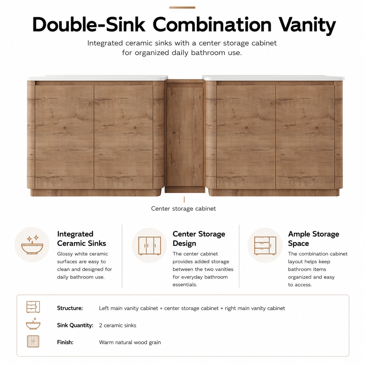 Pebble 92" Freestanding Vanity (RTA)