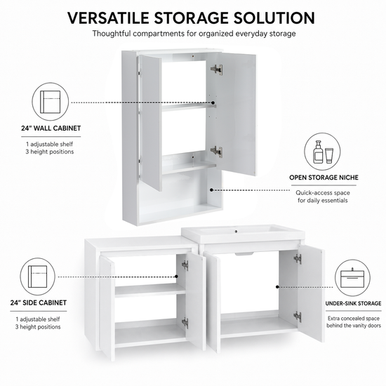 Cube 48" Floating Vanity with Wall Cabinet (RTA)