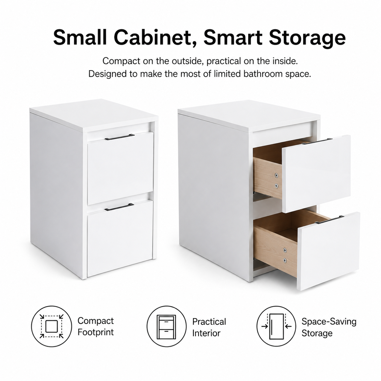 Cube 12" Bathroom Wall Cabinet with Drawers (RTA)