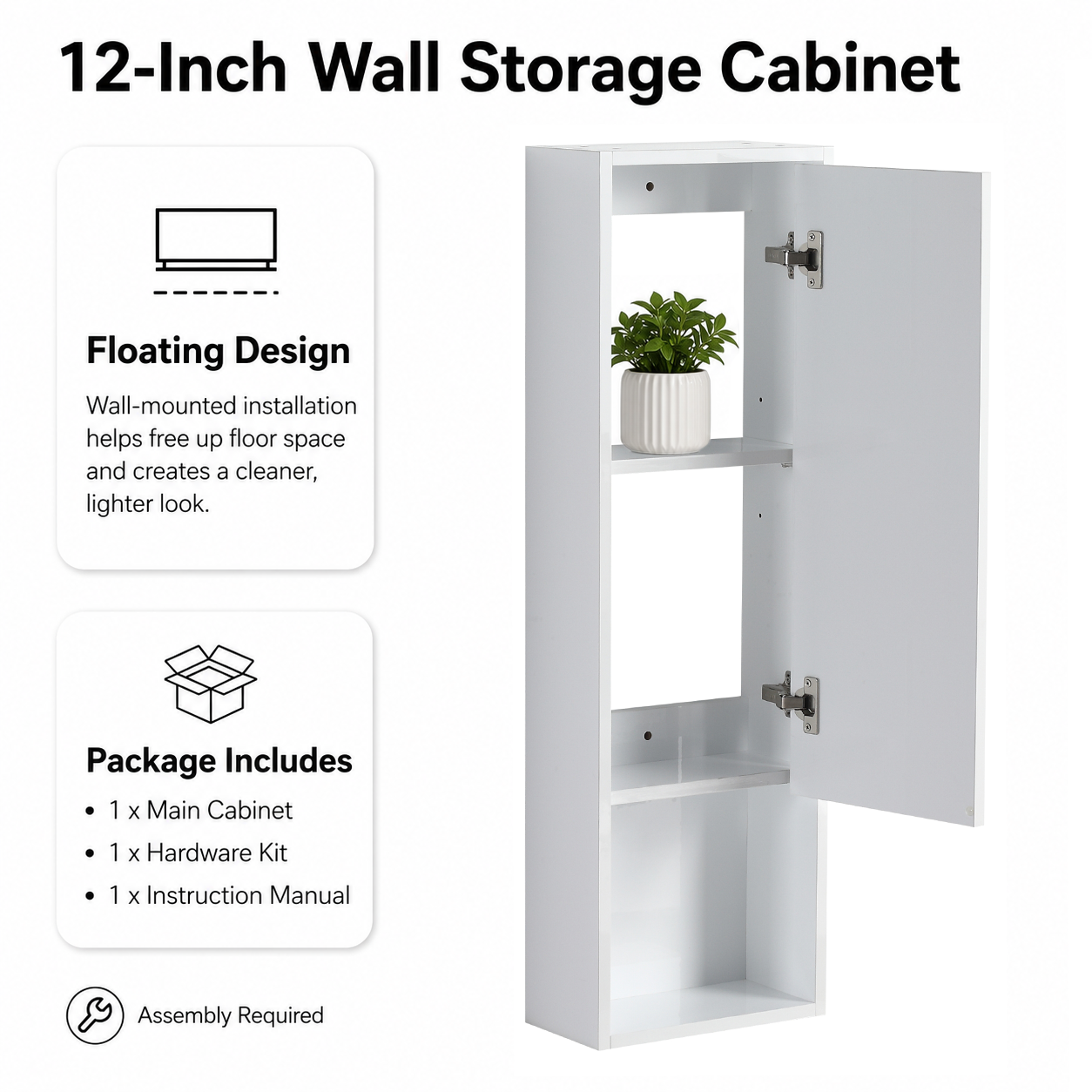 Cube 12" Bathroom Wall Cabinet (RTA)