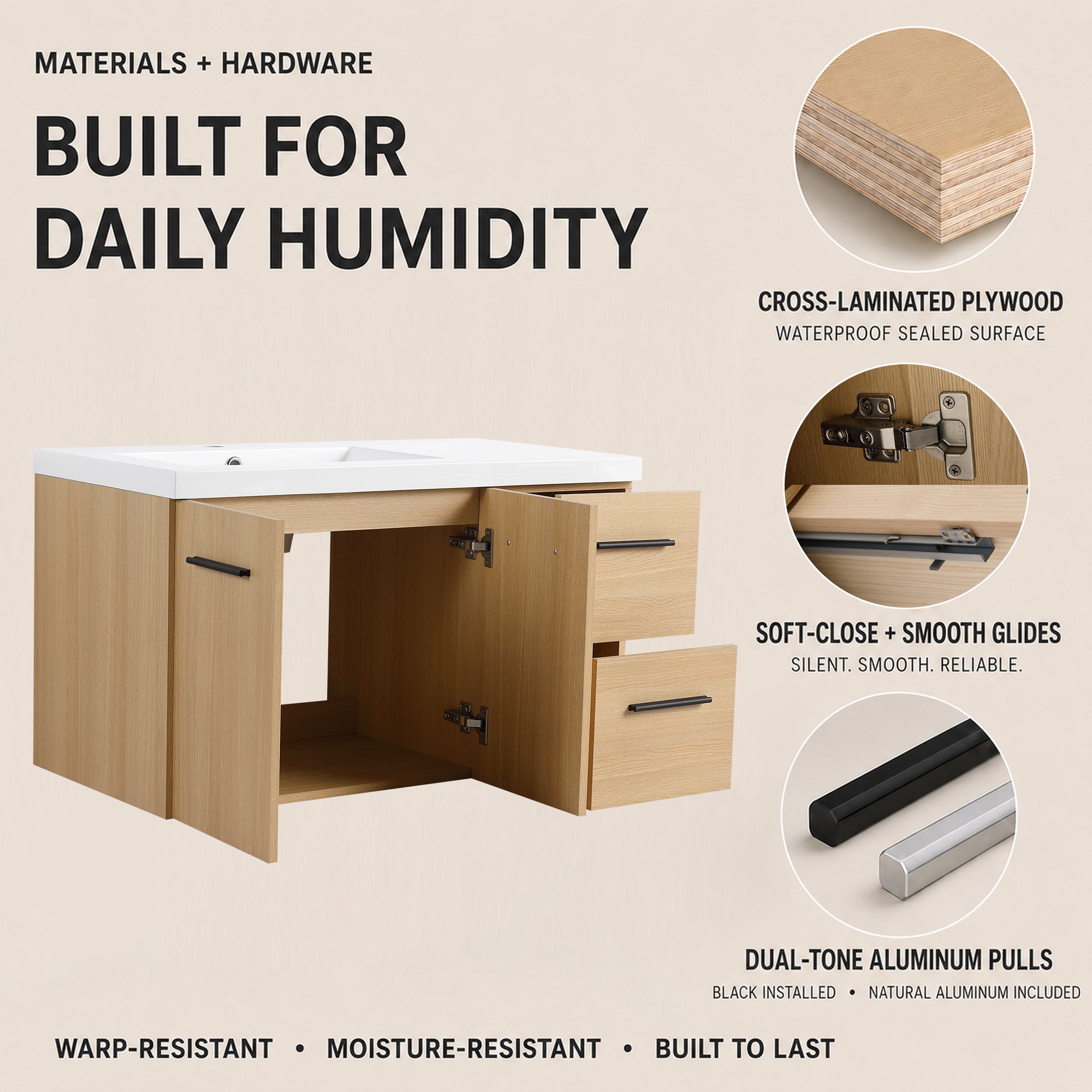 Module 36" Wall-Hung Vanity with Doors & Drawers (RTA)