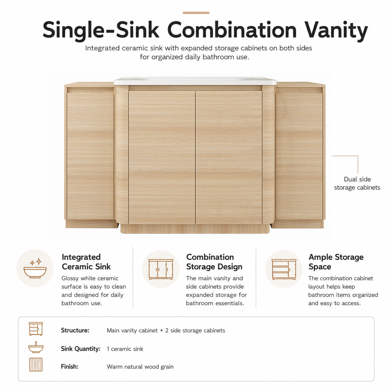 Pebble 60" Freestanding Vanity (RTA)