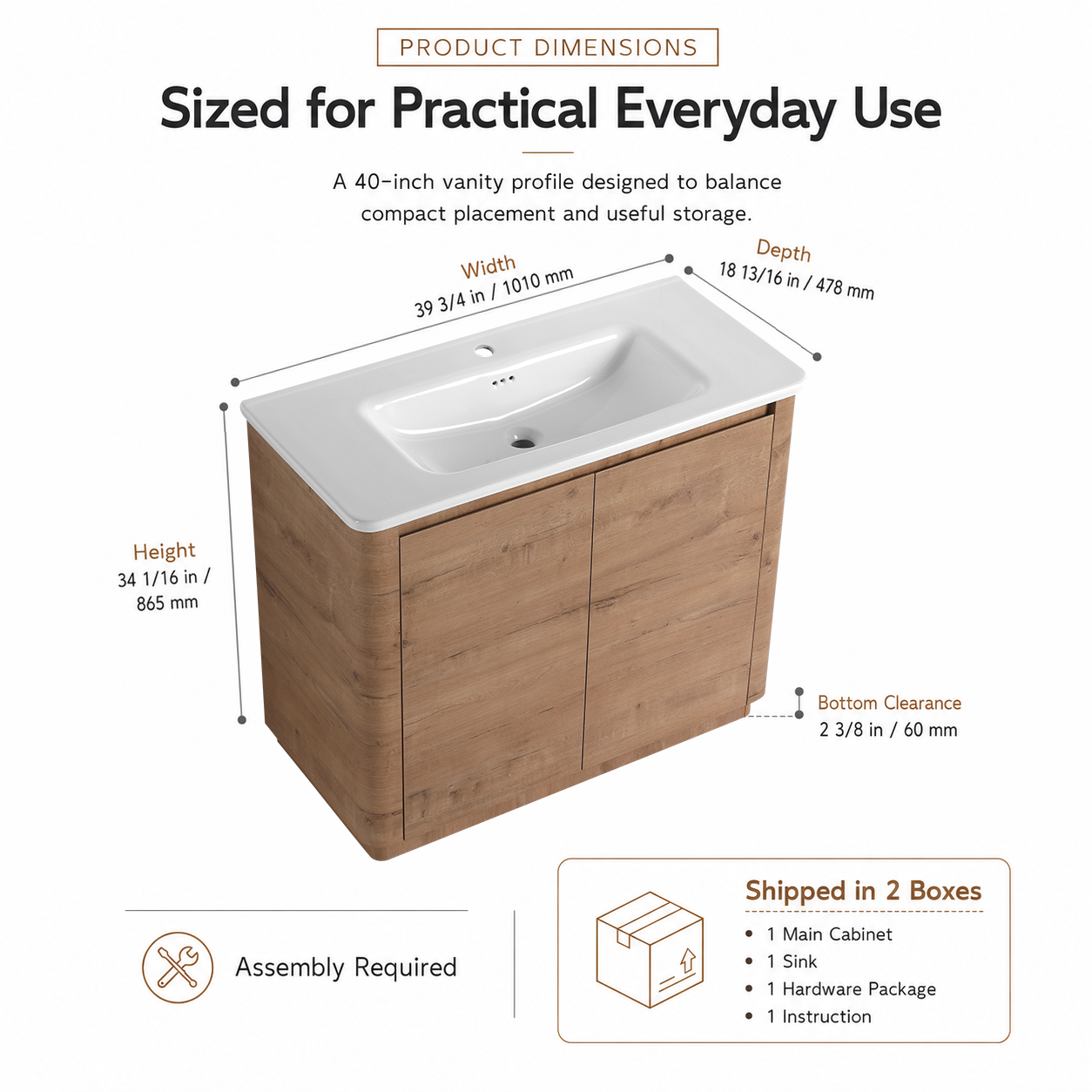 Pebble 40" Freestanding Vanity (RTA)
