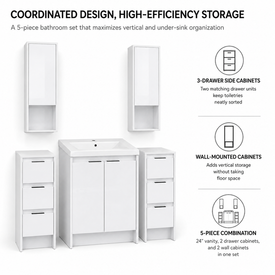Cube 48" Freestanding Vanity with Wall Cabinets (RTA)