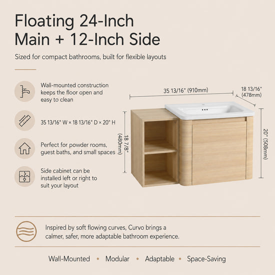 Curvo 24"/28"/36"/40"/60"/68" Floating Vanity (RTA)