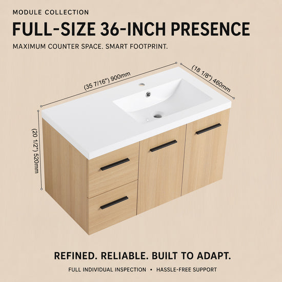 Module 36" Wall-Hung Vanity with Doors & Drawers (RTA)