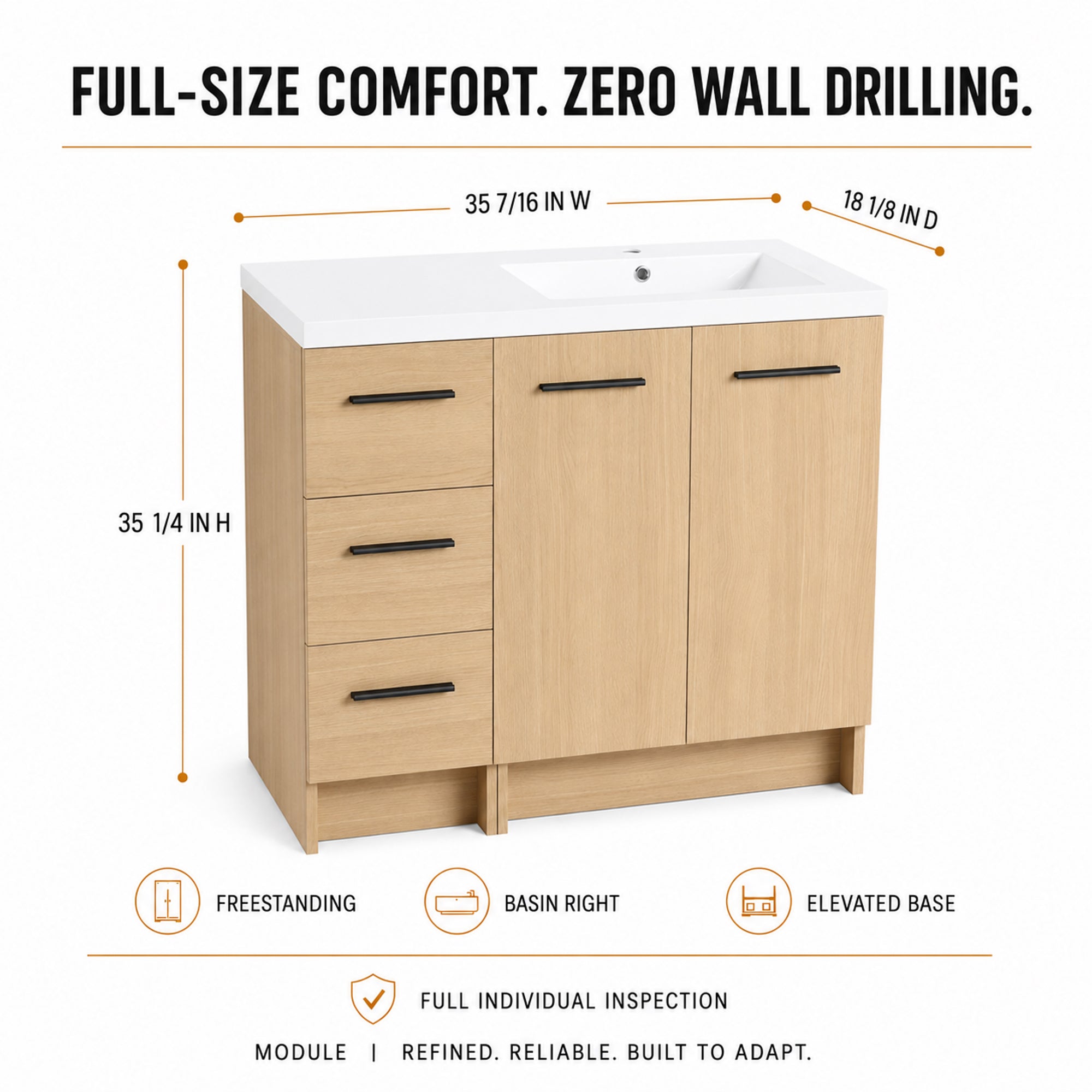 Module 36" Freestanding Vanity with Doors & Drawers (RTA)