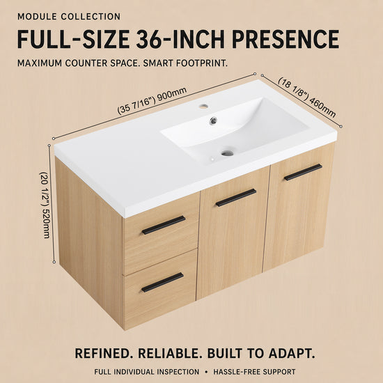 Module 36" Wall-Hung Vanity with Doors & Drawers (RTA)