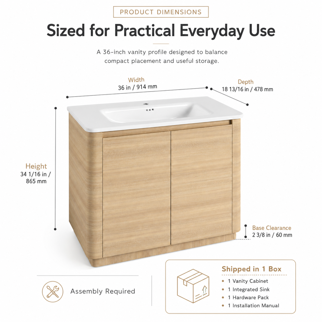 Pebble 36" Freestanding Vanity (RTA)