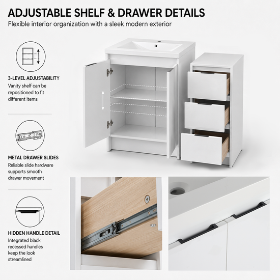 Cube 36" Freestanding Vanity with Doors & Drawers (RTA)