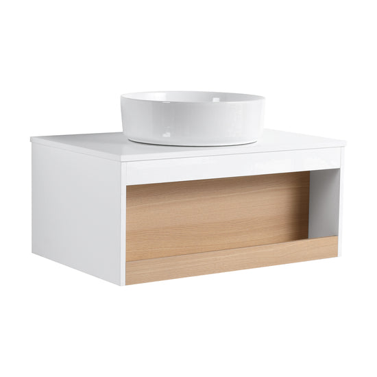 Wall Mount Oak Open Shelf Bathroom Vanity