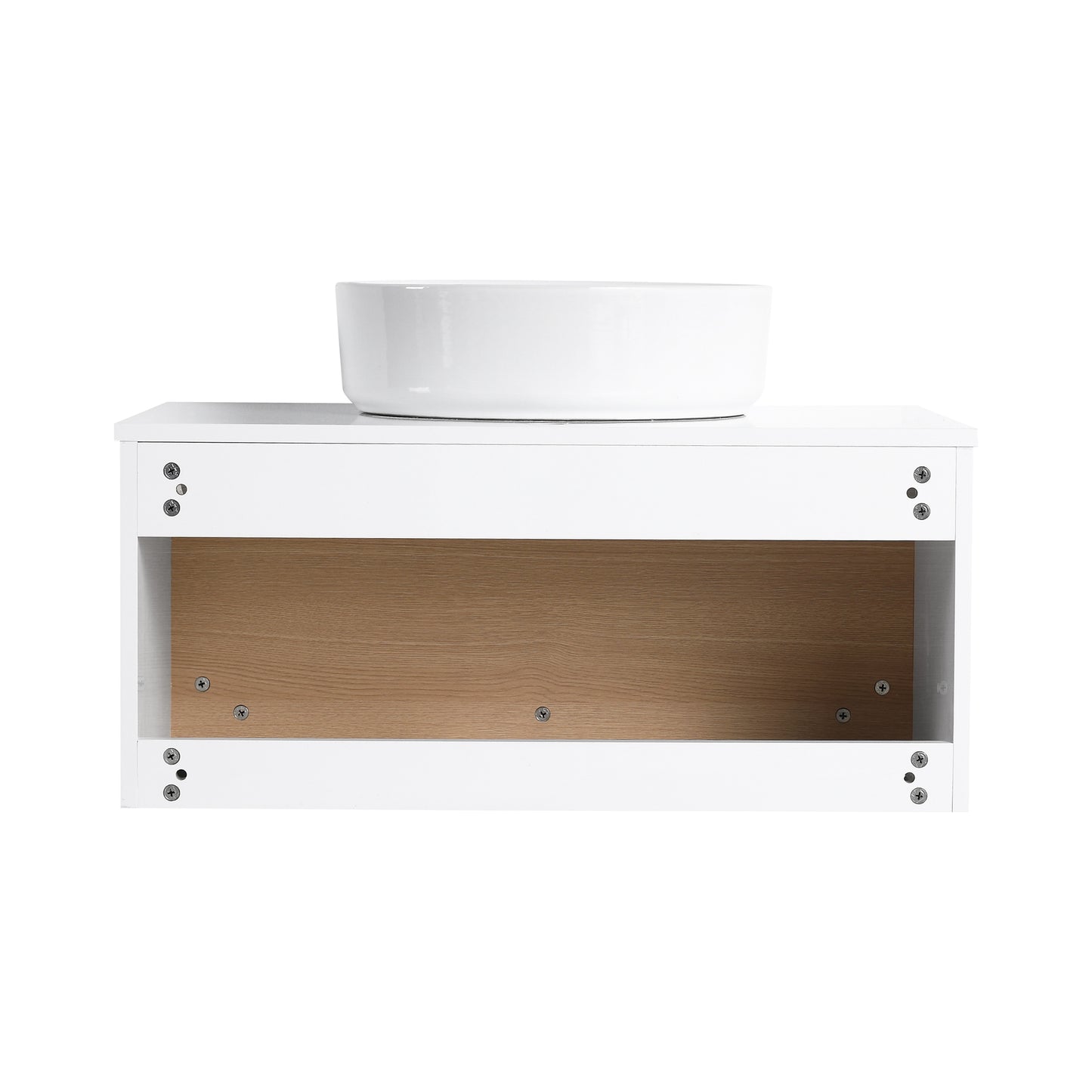 Wall Mount Oak Open Shelf Bathroom Vanity
