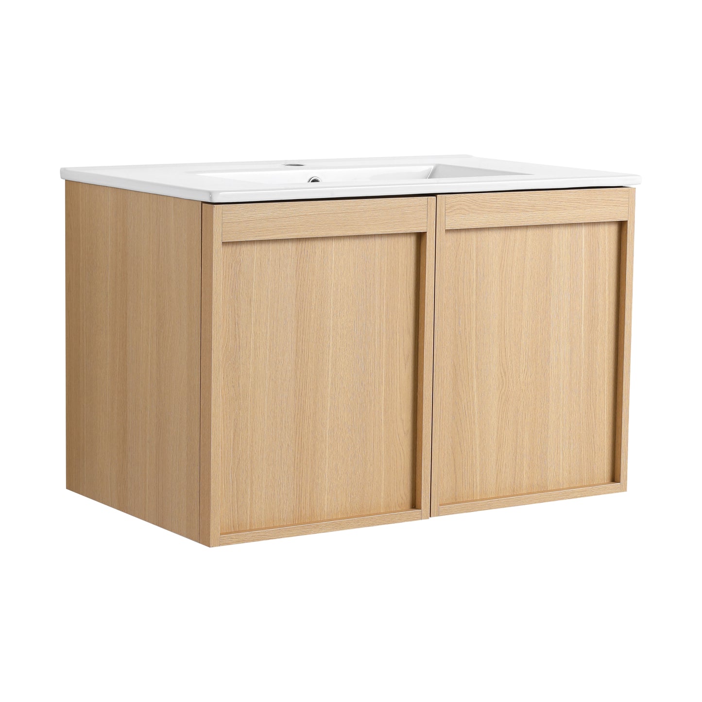 Light Oak Double Door Floating Bathroom Vanity