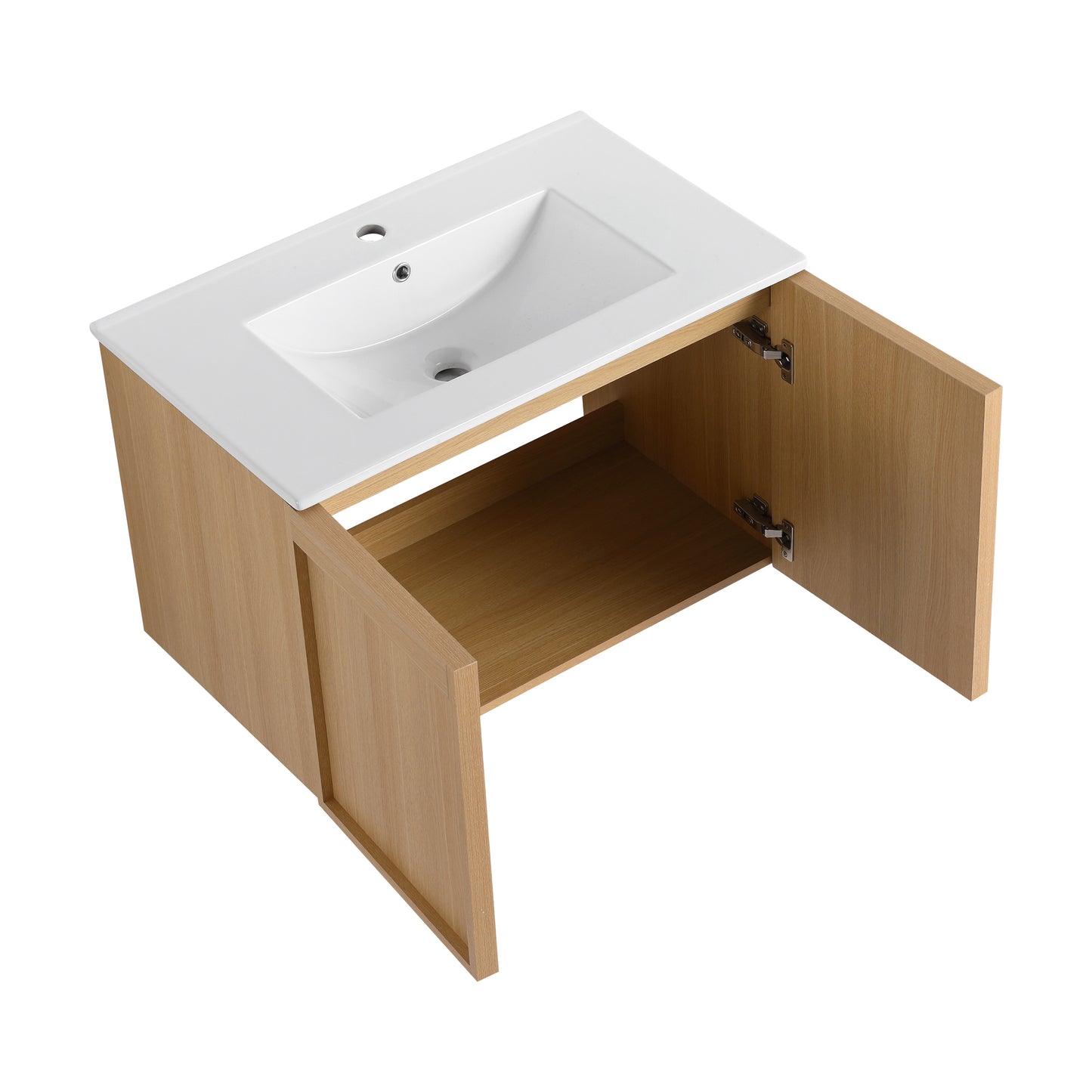 Light Oak Double Door Floating Bathroom Vanity